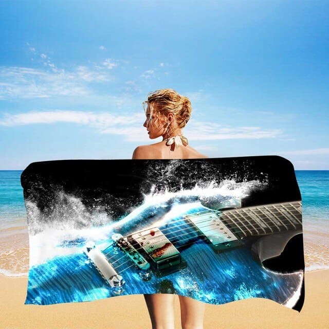 Grande serviette<br>de plage guitare