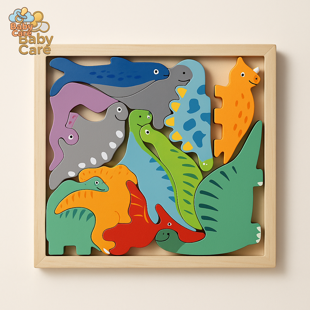 Puzzle en bois et jouets à empiler - vue de face