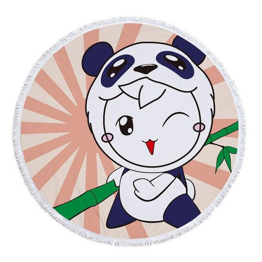 Serviette de plage ronde<Br>panda kawaii