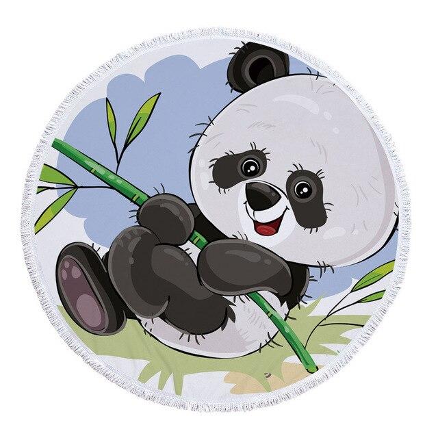 Serviette de plage<Br>ronde panda