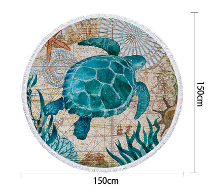 Serviette de Plage Tortue Ronde - Rétro