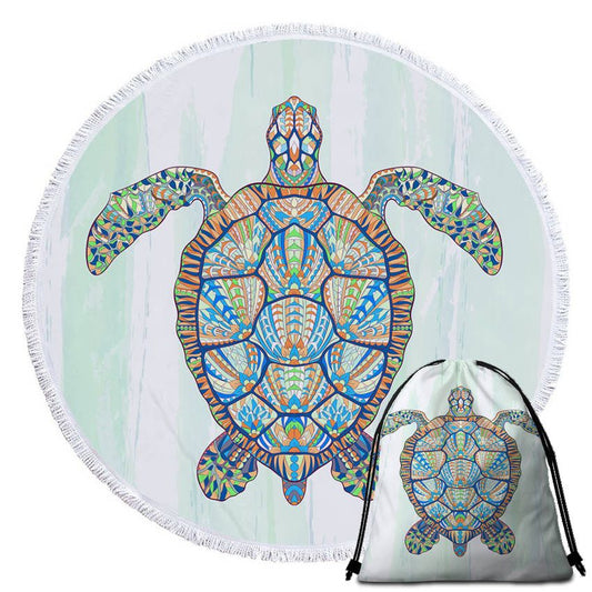 Serviette de Plage Tortue Ronde - Multicolore