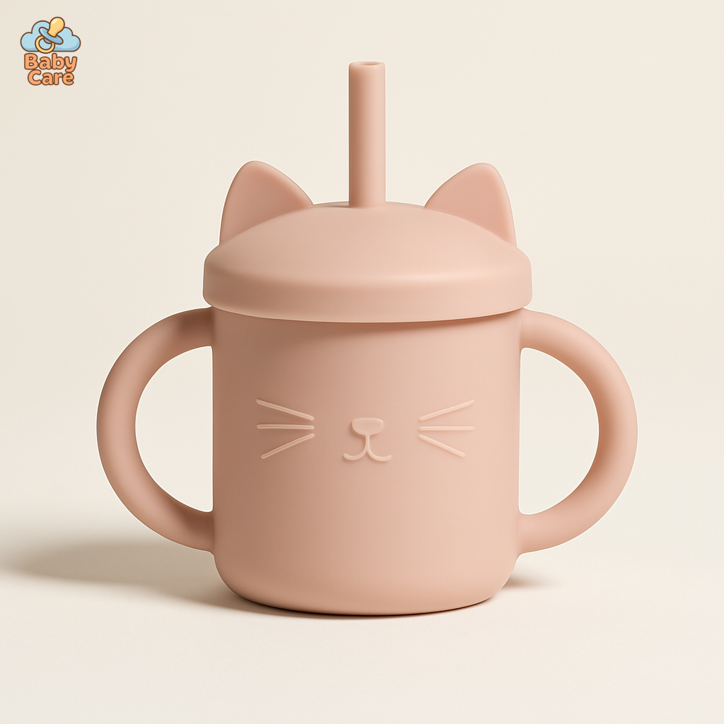 Tasse Paille en Silicone Chat |  Baby Care - vue de face