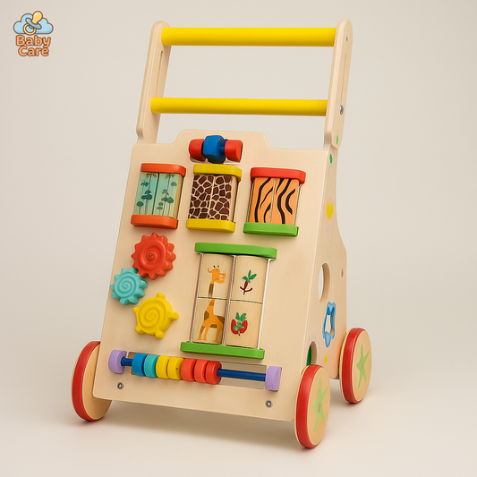 Trotteur en Bois avec Jeux d'Éveil - vue de face