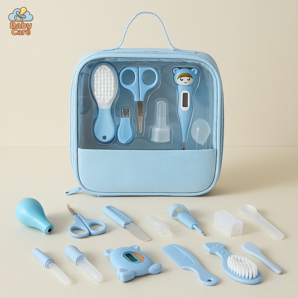 Trousse de soin bébé 13 accessoires silicone - vue de face