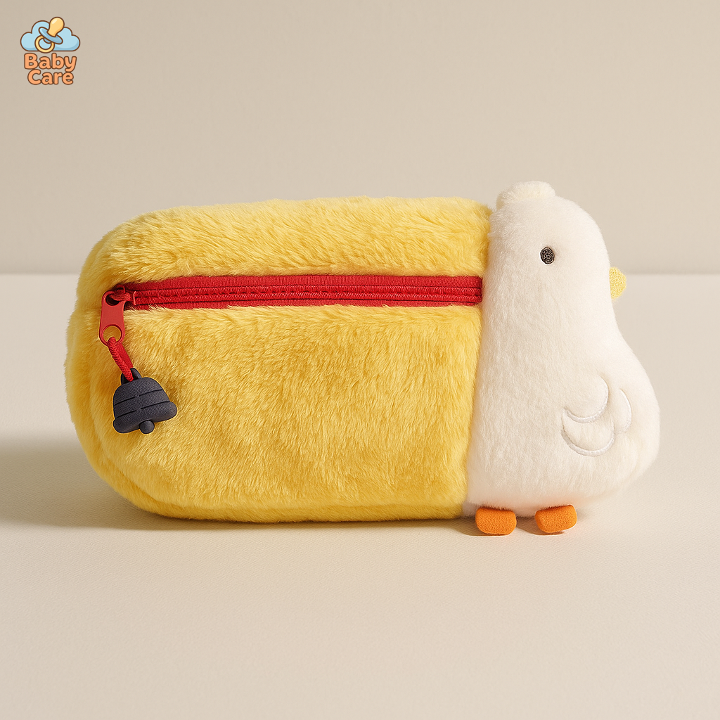 Trousse kawaii pelican en peluche - vue de face